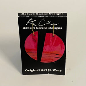 Robert Cerins - Earrings - Semi-circle - red & pink - Robert Cerins - McMillan Arts Centre Gallery, Gift Shop and Box Office - Vancouver Island Art Gallery