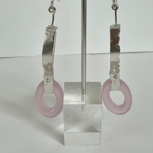 Karen Schmidt Humiski - Earrings - Sterling Silver with pink recycled glass by Karen Schmidt Humiski - McMillan Arts Centre - Vancouver Island Art Gallery