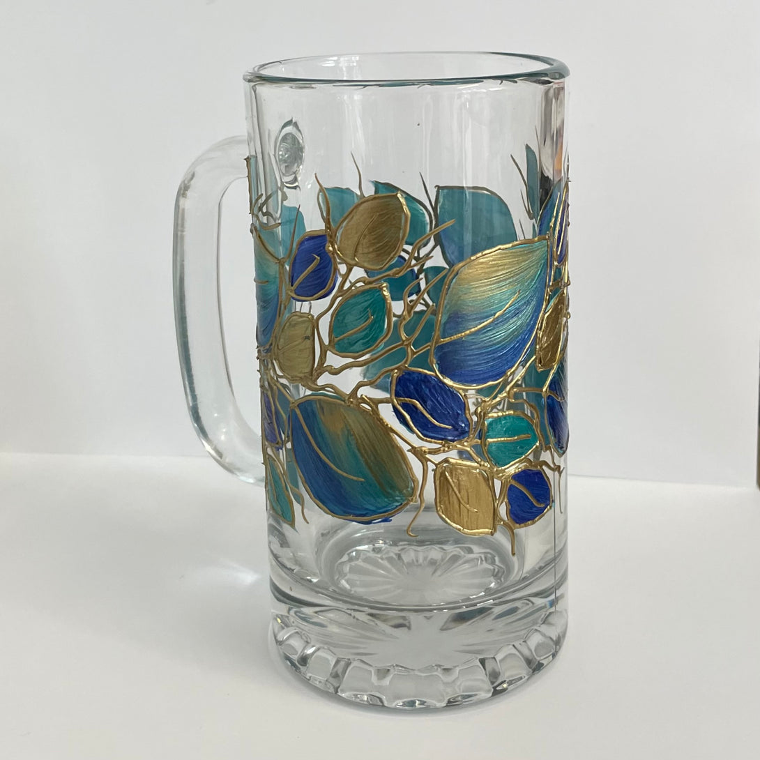 Lori Schiersmann - Glass - Beer Mug - Turquoise/Blue/Silver - Lori Schiersmann - McMillan Arts Centre Gallery, Gift Shop and Box Office - Vancouver Island Art Gallery