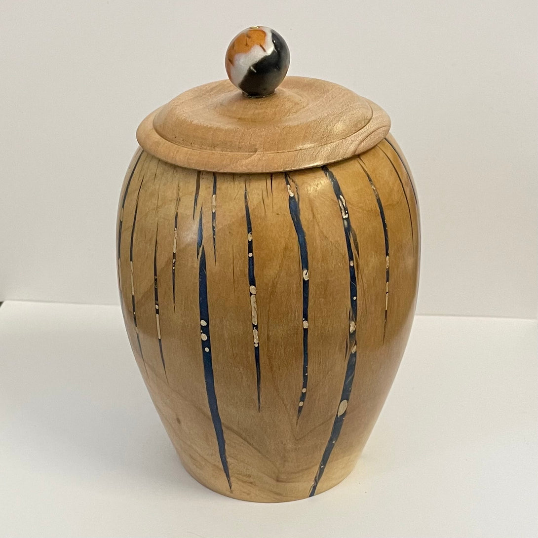 Gordon Grenon - Wood - Lidded Urn made of Resin & Japanese Plum - 4 1/2