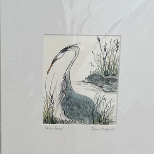 Donna D'Aquino - Art Print - Abstract Heron 16" x 20" matted