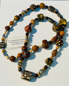 Lynn Orriss - Necklace - Chunky Brown & Antique beads - Lynn Orriss - McMillan Arts Centre Gallery, Gift Shop and Box Office - Vancouver Island Art Gallery