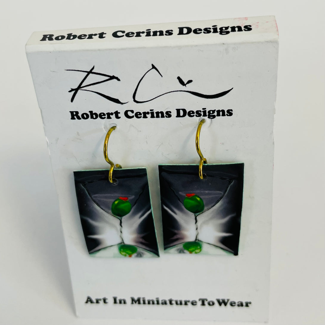 Robert Cerins - Earrings - Martini - Rectangle - Robert Cerins - McMillan Arts Centre Gallery, Gift Shop and Box Office - Vancouver Island Art Gallery