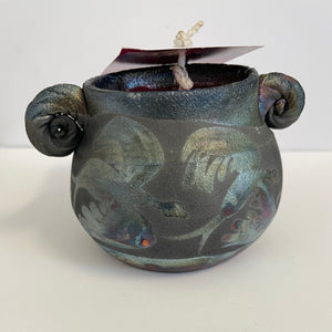 Crystal Burgess - Raku candle - medium size - Crystal Burgess - McMillan Arts Centre Gallery, Gift Shop and Box Office - Vancouver Island Art Gallery