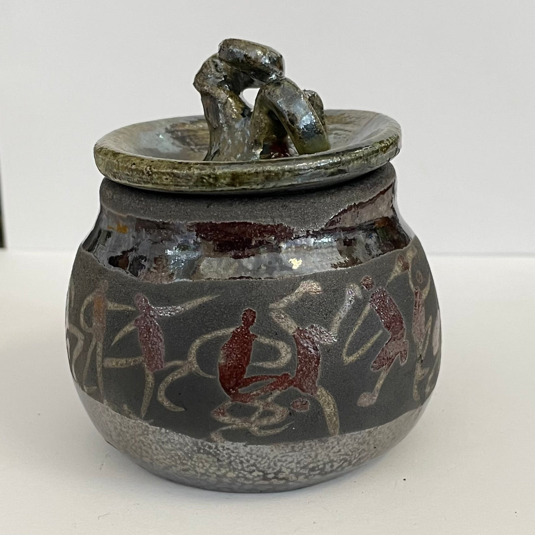 Crystal Burgess - Raku jar with lid - 