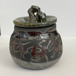 Crystal Burgess - Raku jar with lid - "Life" - Crystal Burgess - Pottery - McMillan Arts Centre & MAC Box Office