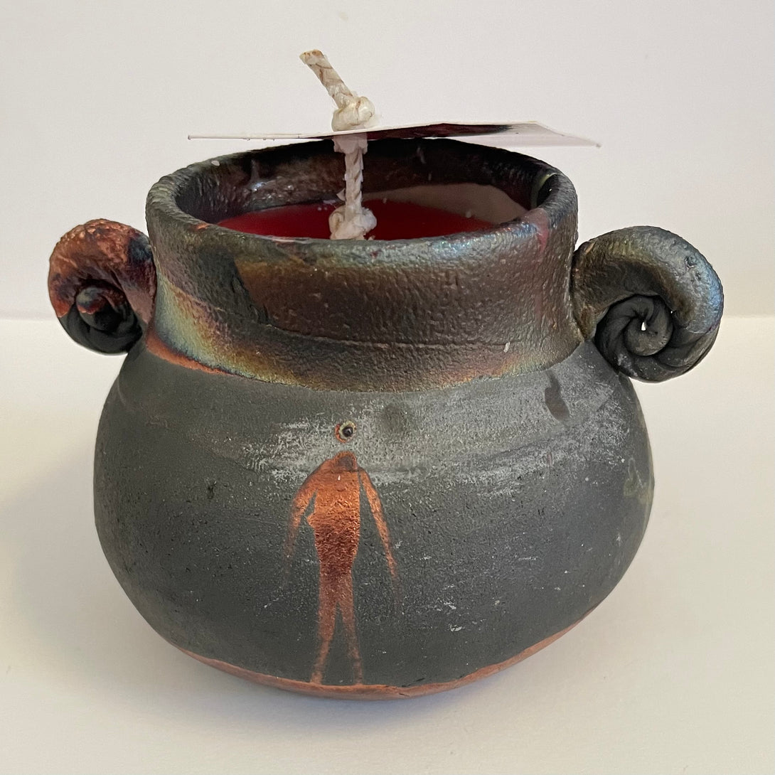 Crystal Burgess - Raku candle - large size - Crystal Burgess - McMillan Arts Centre Gallery, Gift Shop and Box Office - Vancouver Island Art Gallery