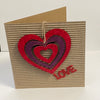Jane Davidson - Card - Red & pink hanging hearts with "Love"
