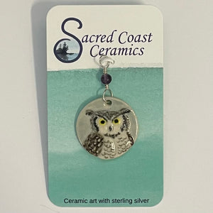 Sacred Coast Ceramics - Pendant - Owl, semi-precious stone, s.s. 18" chain - Stephanie Bergman - Sacred Coast Ceramics - Jewellery - McMillan Arts Centre & MAC Box Office