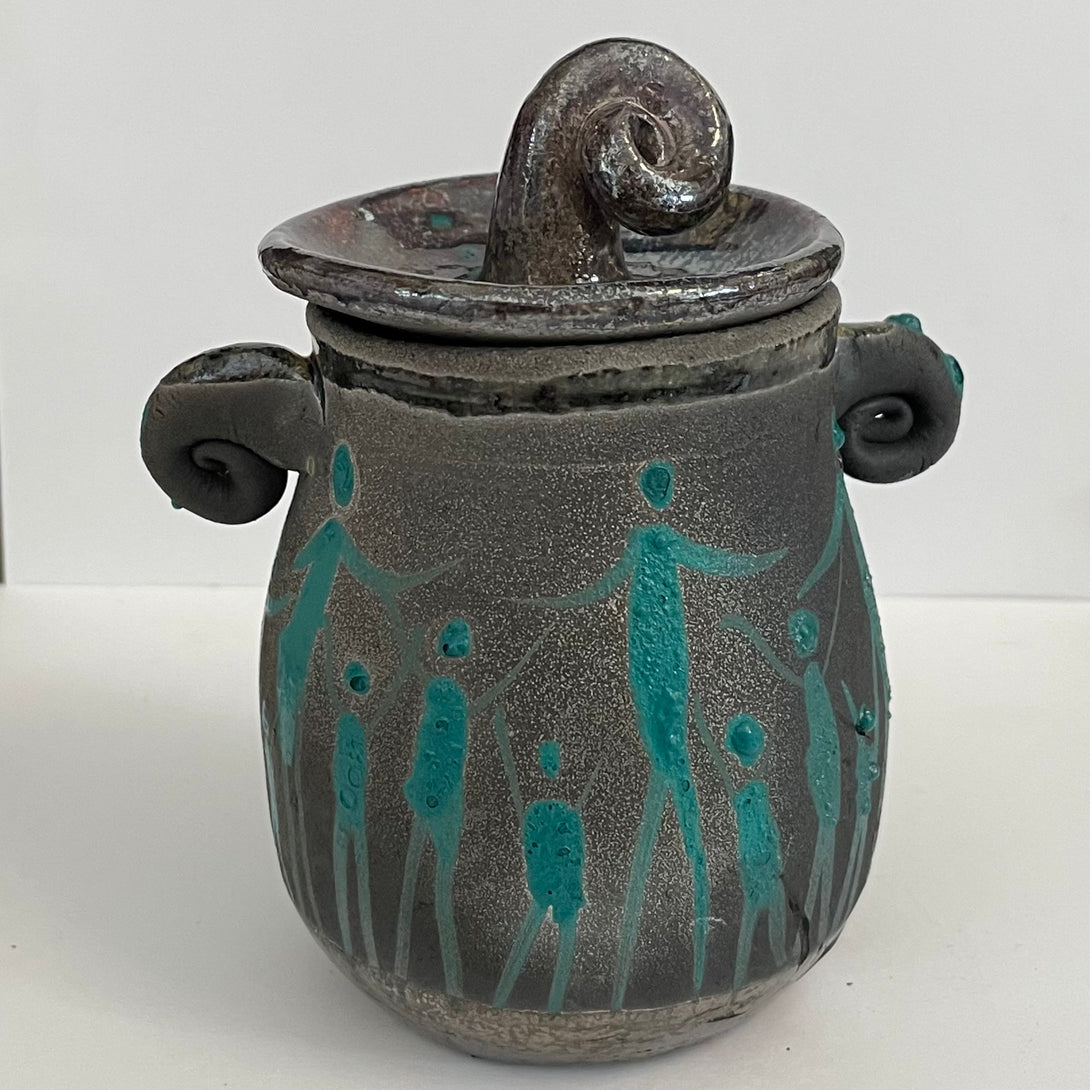 Crystal Burgess - Raku jar with lid - 