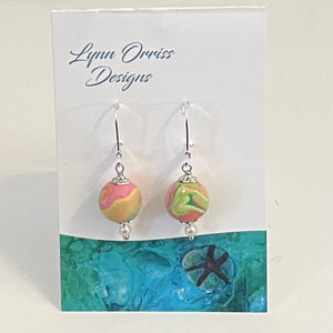 Lynn Orriss - Earrings - Pink, multi  - small ball - Lynn Orriss - McMillan Arts Centre Gallery, Gift Shop and Box Office - Vancouver Island Art Gallery