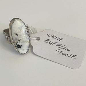 Ethan Taylor Designs - Ring - Sterling Silver, White Buffalo stone, size 7.5 - Ethan Taylor Designs - McMillan Arts Centre - MAC Box Office - Vancouver Island Art Gallery