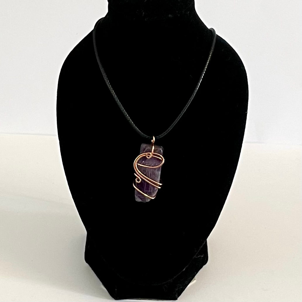Quicksilver Creations - Pendant - Dark Amethyst wrapped with copper, 16