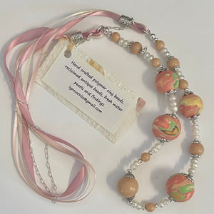 Lynn Orriss - Necklace - Polymer clay beads and pearls - Lynn Orriss - McMillan Arts Centre Gallery, Gift Shop and Box Office - Vancouver Island Art Gallery