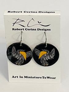Robert Cerins - Earrings -  Black Bird - circle by Robert Cerins - McMillan Arts Centre - Vancouver Island Art Gallery