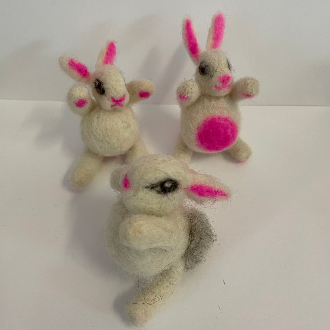 Kate Beauregard - Felted Bunnies - White - Kate Beauregard - McMillan Arts Centre Gallery, Gift Shop and Box Office - Vancouver Island Art Gallery
