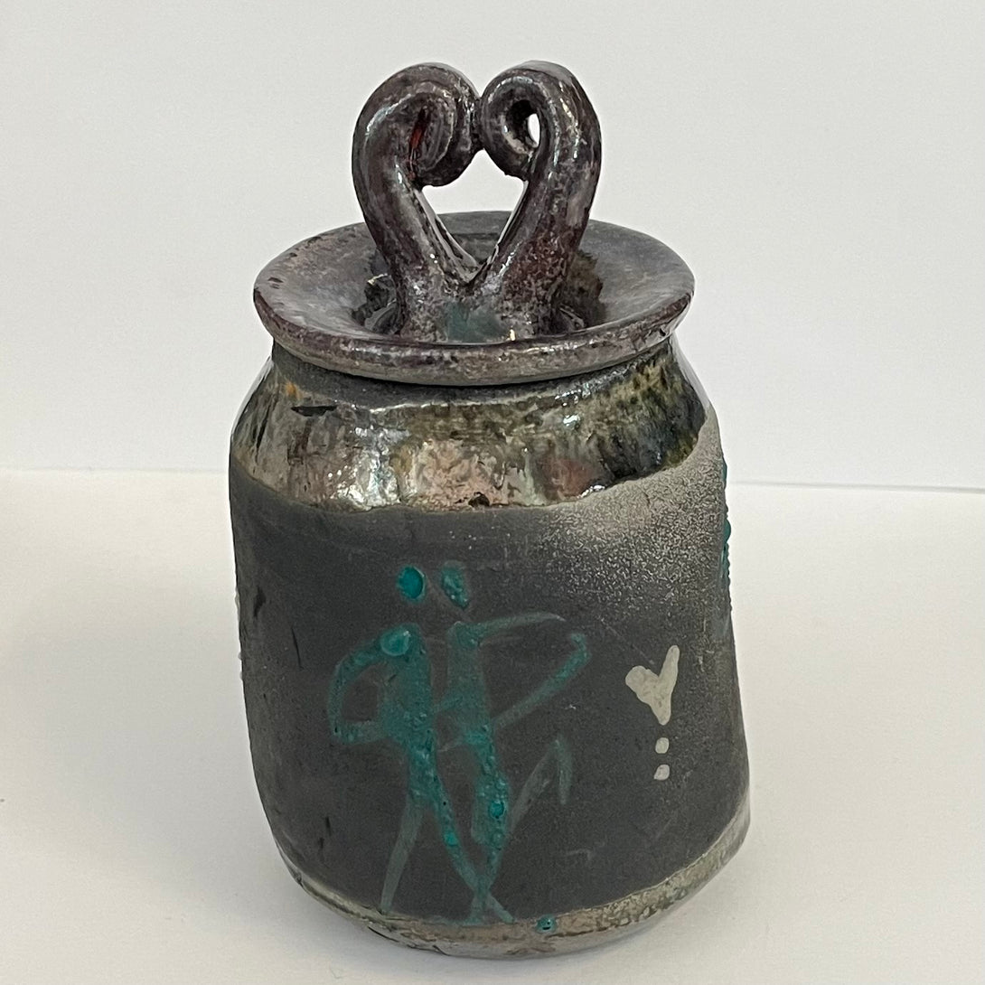 Crystal Burgess - Raku jar with lid - 