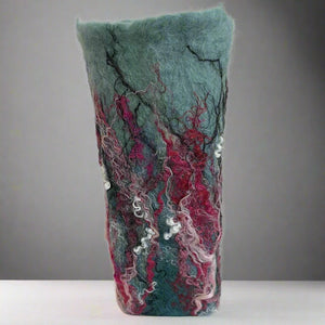 Darrell Giraldeau - Fibre Art - Felted vase with square glass insert - Darrell Giraldeau - Fibre Art - McMillan Arts Centre & MAC Box Office