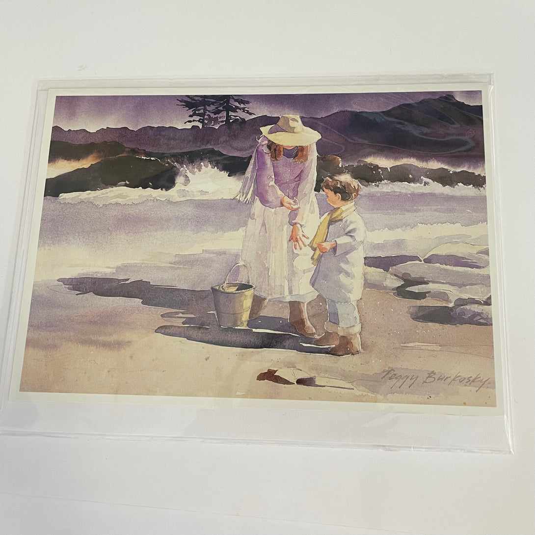 Peggy Burkosky - Card - Mother & child on the Beach - Peggy Burkosky - McMillan Arts Centre Gallery, Gift Shop and Box Office - Vancouver Island Art Gallery