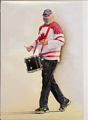 Flying Phil  - Card - Drum - Artist, Doug Giebelhaus - Flying Phil Fundraiser - McMillan Arts Centre Gallery, Gift Shop and Box Office - Vancouver Island Art Gallery