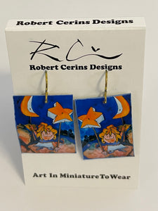 Robert Cerins - Earrings - Moon & Star - Square - Robert Cerins - McMillan Arts Centre Gallery, Gift Shop and Box Office - Vancouver Island Art Gallery