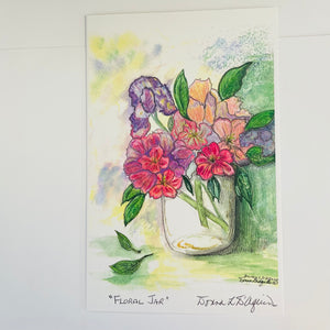Donna D'Aquino - Card - "Floral Jar" - oversized 6" x 9"