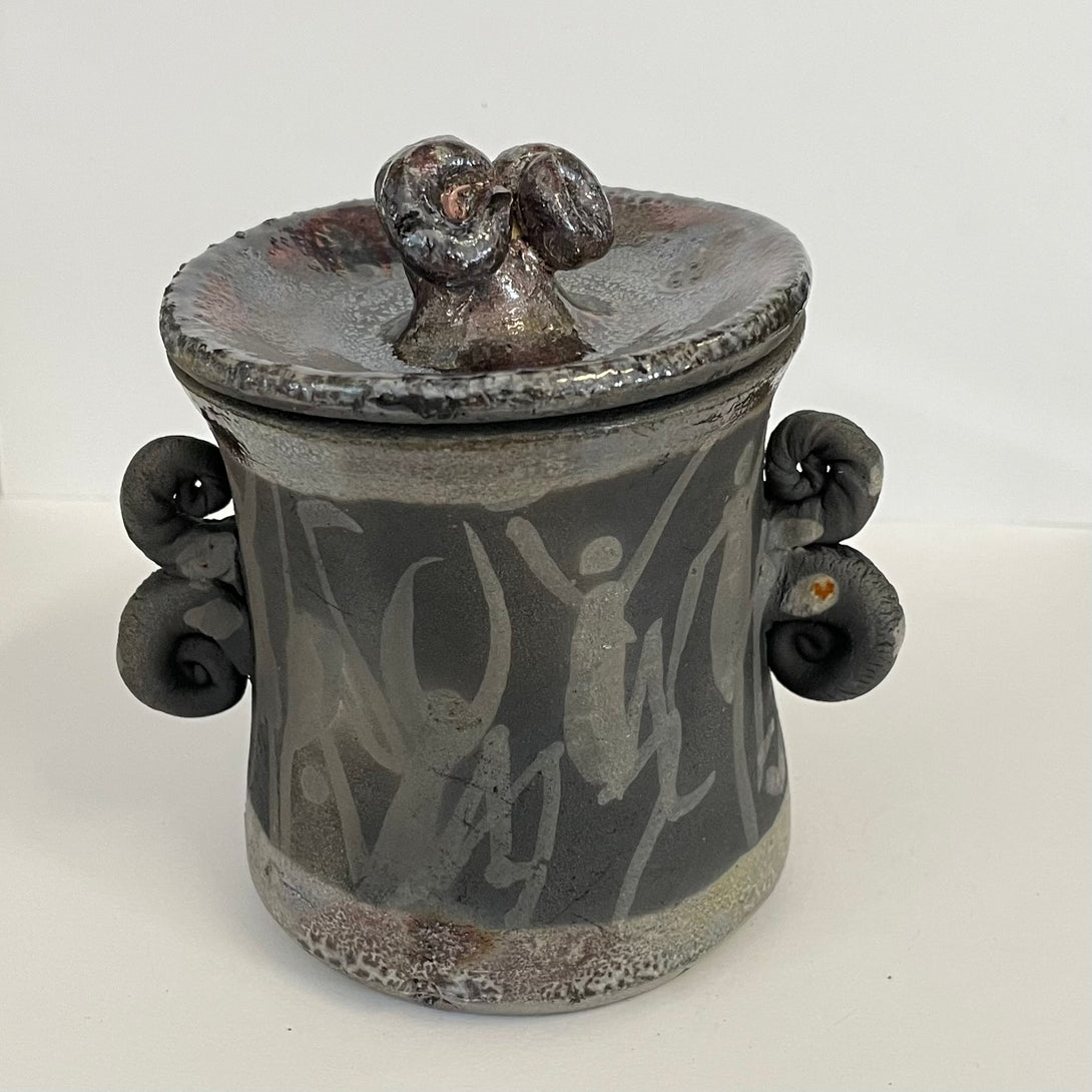 Crystal Burgess - Raku jar with lid - 