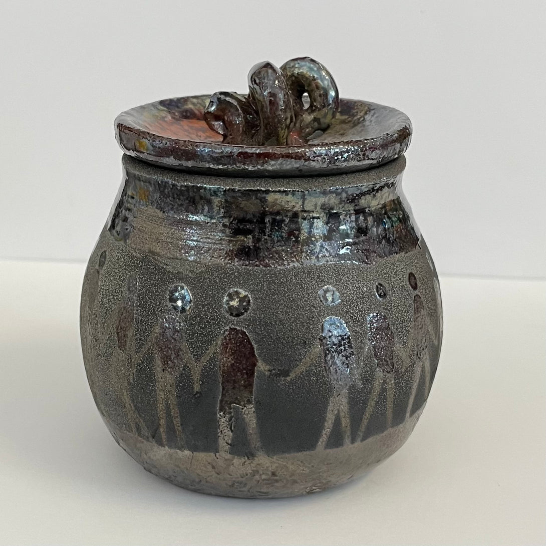 Crystal Burgess - Raku jar with lid - 