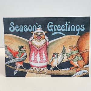 Andrea Walters - Christmas Card - Season's Greetings - Owl & friends - Andrea Walters - McMillan Arts Centre Gallery, Gift Shop and Box Office - Vancouver Island Art Gallery