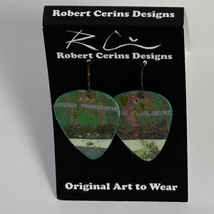 Robert Cerins - Earrings - Green with gold & silver - Robert Cerins - McMillan Arts Centre Gallery, Gift Shop and Box Office - Vancouver Island Art Gallery