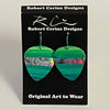 Robert Cerins - Earrings - Green with silver band