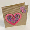 Jane Davidson - Card - Pink and purple Heart with butterfly