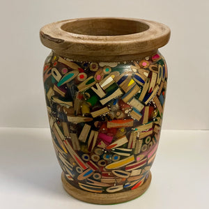 Gordon Grenon - Wood - Coloured Pencil Bowl -  4 3/4" diameter x 6" high - Gordon Grenon - Wood - McMillan Arts Centre & MAC Box Office