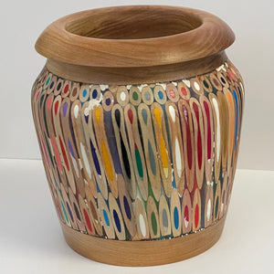 Gordon Grenon - Wood - Coloured Pencil Bowl -  5" x 6 1/2" high - Gordon Grenon - Wood - McMillan Arts Centre & MAC Box Office