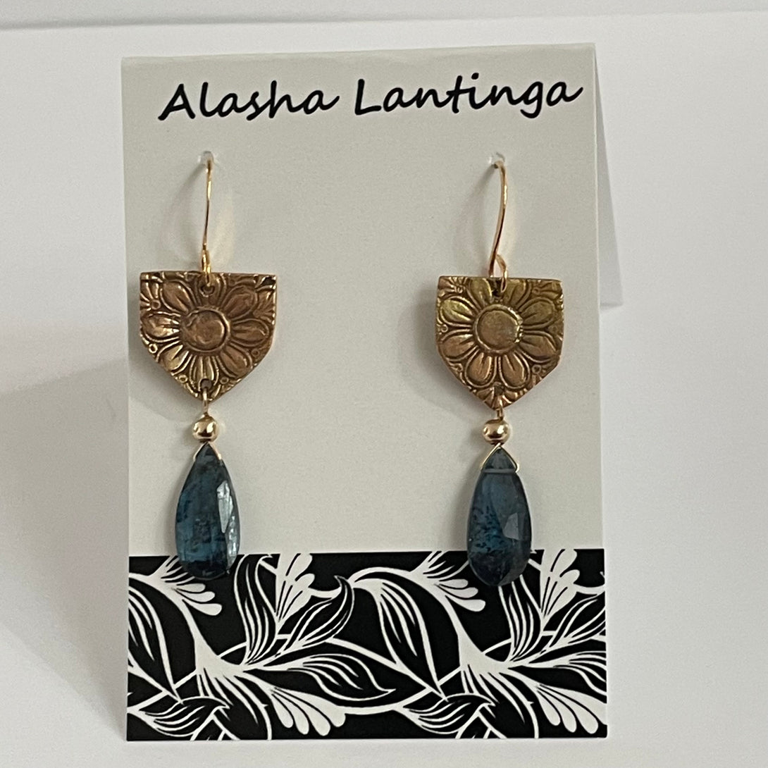 Alasha Lantinga - Earrings - Lelia with Kyanite by Alasha Lantinga - McMillan Arts Centre - Vancouver Island Art Gallery