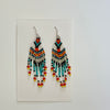 Bruce Thurston - Earrings - Beaded design - orange, red, turquoise, white, navy