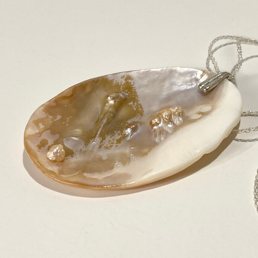 Lynn Orriss - Pendant Genuine shell on fine chain by Lynn Orriss - McMillan Arts Centre - Vancouver Island Art Gallery