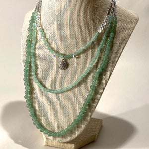 Natale Designs - Necklace Aventurine,Czech glass, silver sand dollars by Natale Designs - McMillan Arts Centre - Vancouver Island Art Gallery