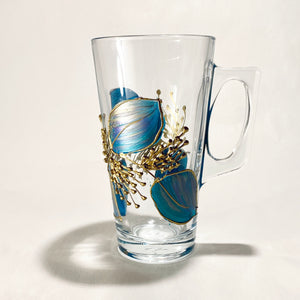 Lori Schiersmann - Glass - Latte Mug - teal, gold by Lori Schiersmann - McMillan Arts Centre - Vancouver Island Art Gallery