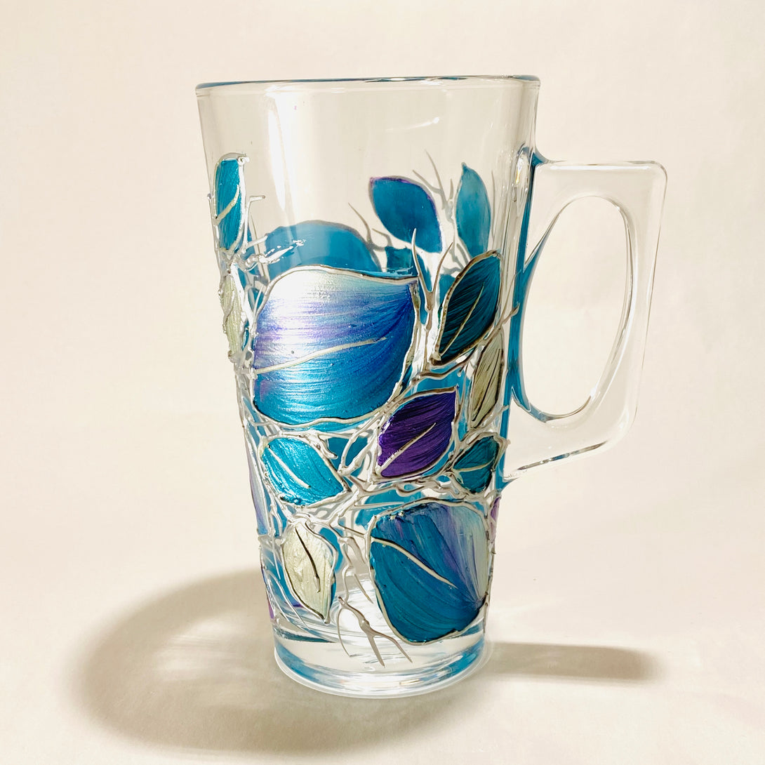Lori Schiersmann - Glass - Latte Mug - teal, purple, silver by Lori Schiersmann - McMillan Arts Centre - Vancouver Island Art Gallery