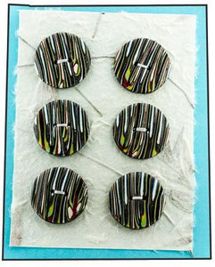 Lynn Orriss - Polymer Clay Button set of 6 multi stripe by Lynn Orriss - McMillan Arts Centre - Vancouver Island Art Gallery