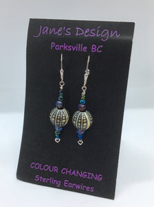 Jane Davidson - Earrings - Sea Urchin with lever back by Jane Davidson - McMillan Arts Centre - Vancouver Island Art Gallery