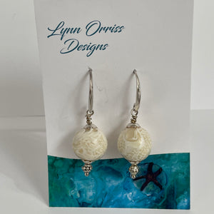 Lynn Orriss - Earrings - Cream lace polymer clay by Lynn Orriss - McMillan Arts Centre - Vancouver Island Art Gallery