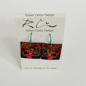 Robert Cerins - Earrings - Orange Figure - Square - Robert Cerins - McMillan Arts Centre Gallery, Gift Shop and Box Office - Vancouver Island Art Gallery