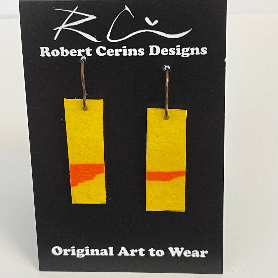 Robert Cerins - Earrings - Yellow - Rectangle by Robert Cerins - McMillan Arts Centre - Vancouver Island Art Gallery