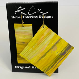 Robert Cerins - Earrings - Yellow - Large Rectangle & Square by Robert Cerins - McMillan Arts Centre - Vancouver Island Art Gallery