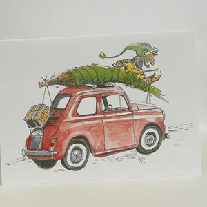 Bruce Suelzle - Card - Taking home a tree by Bruce Suelzle - McMillan Arts Centre - Vancouver Island Art Gallery