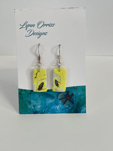 Lynn Orriss - Earrings - yellow rectangles - Lynn Orriss - McMillan Arts Centre Gallery, Gift Shop and Box Office - Vancouver Island Art Gallery