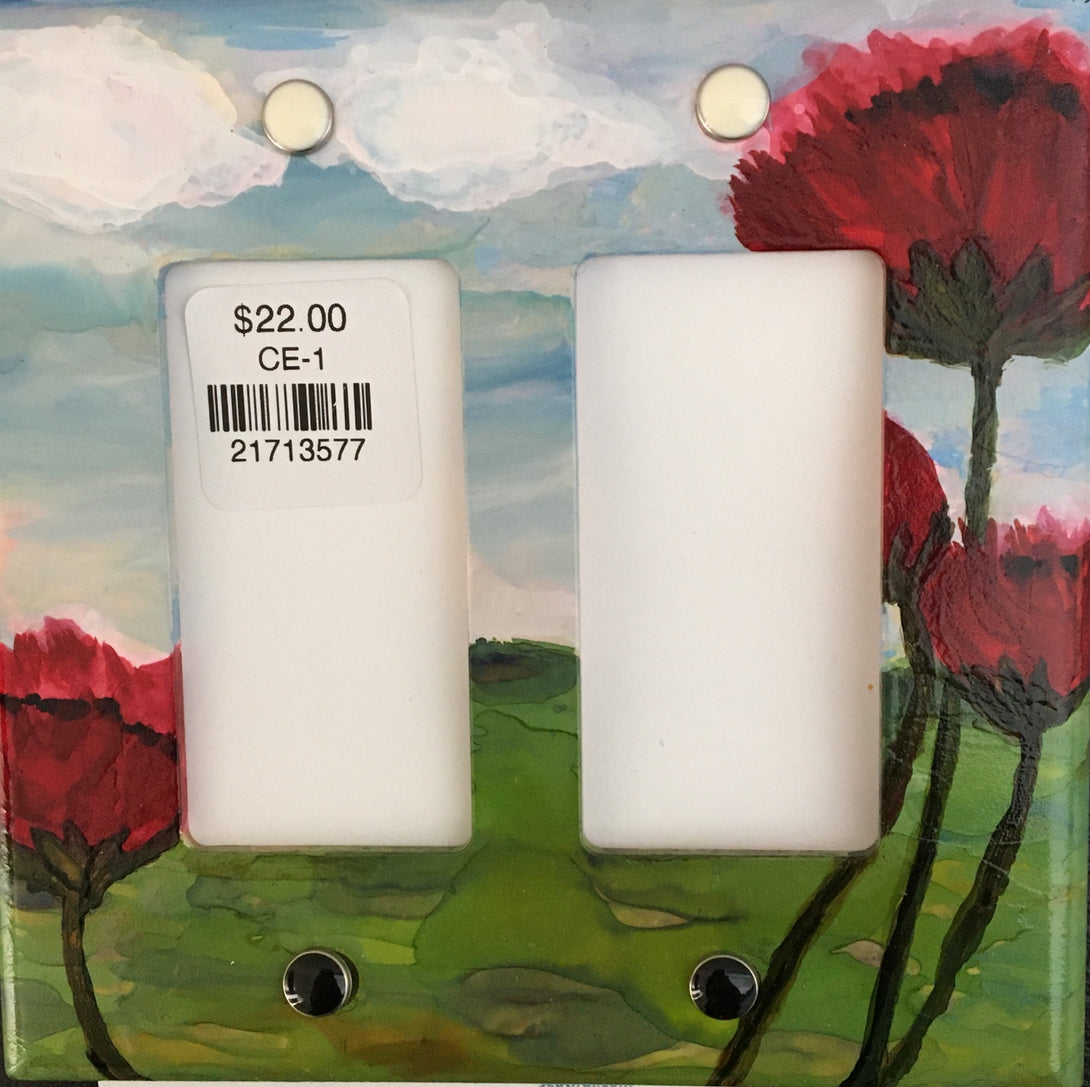 Cindy Egan - Switch plate -Double - poppies by Cindy Egan - McMillan Arts Centre - Vancouver Island Art Gallery