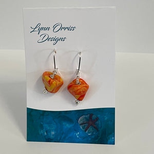 Lynn Orriss - Earrings - Orange with yellow "teardop"